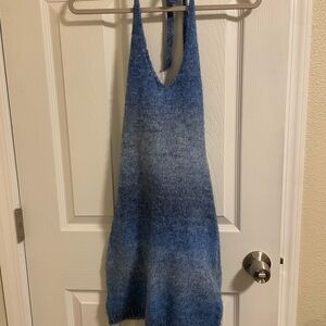 Blue Knit Sleeveless Dress